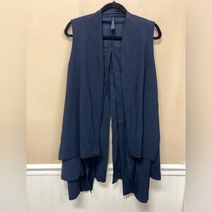 Porto of San Francisco Womens Size 2 Medium Black Long Split Back Vest Jacket